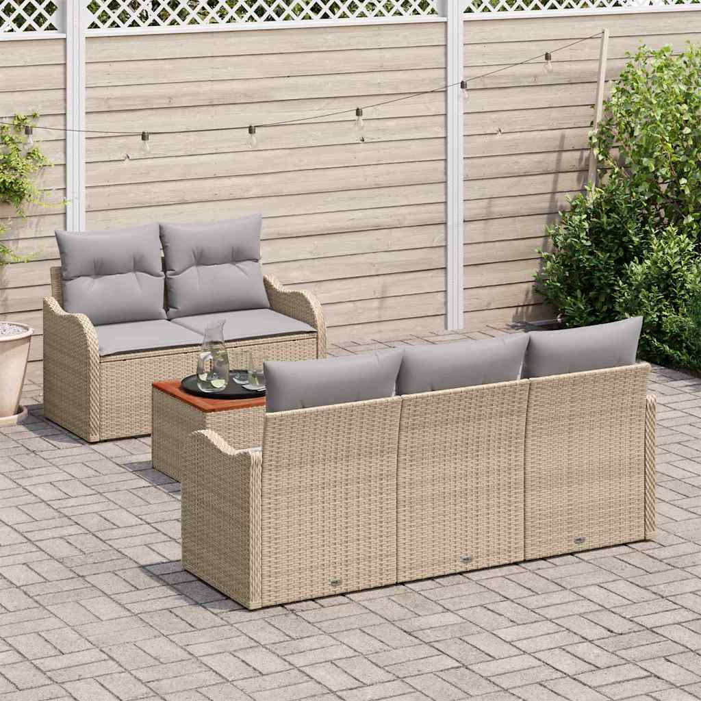 Set Divano da Giardino 6 pcs Beige e Grigio Chiaro polyrattan | homemem39