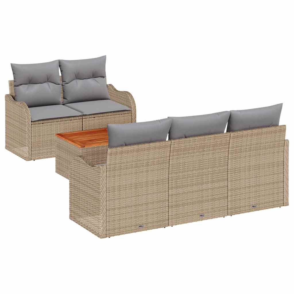 Set Divano da Giardino 6 pcs Beige e Grigio Chiaro polyrattan | homemem39