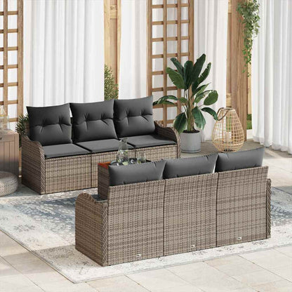 Set Divano da Giardino 7 pcs Grigio polyrattan | homemem39