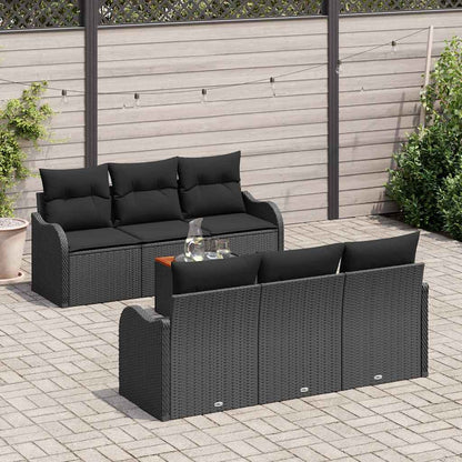 Set Divano da Giardino con archiviazione 7 pcs Nero polyrattan | homemem39