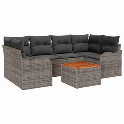 Set Divano da Giardino 7 pcs Grigio polyrattan | homemem39