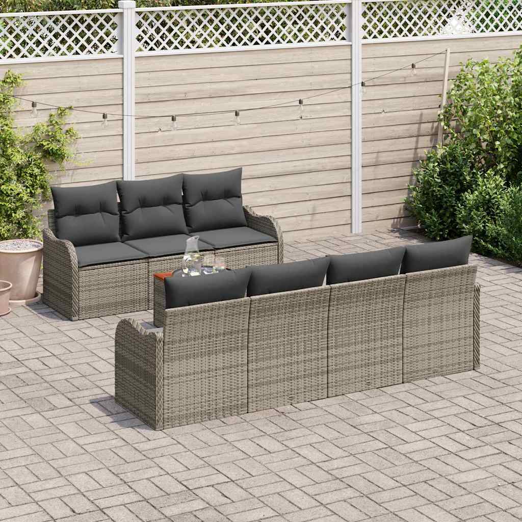 Set Divano da Giardino 8 pcs Grigio polyrattan | homemem39