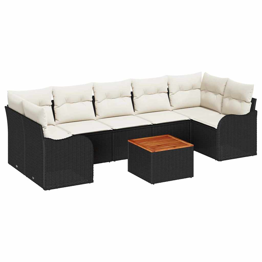 Set Divano da Giardino 8 pcs Nero e Crema polyrattan | homemem39