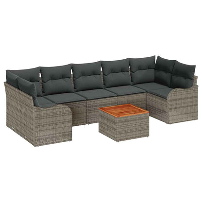 Set Divano da Giardino 8 pcs Grigio polyrattan | homemem39