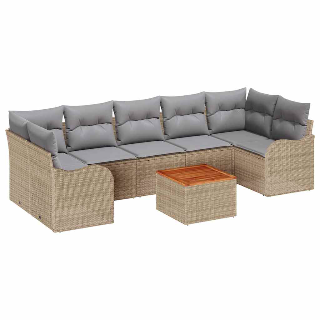 Set Divano da Giardino 8 pcs Beige e Grigio Chiaro polyrattan | homemem39