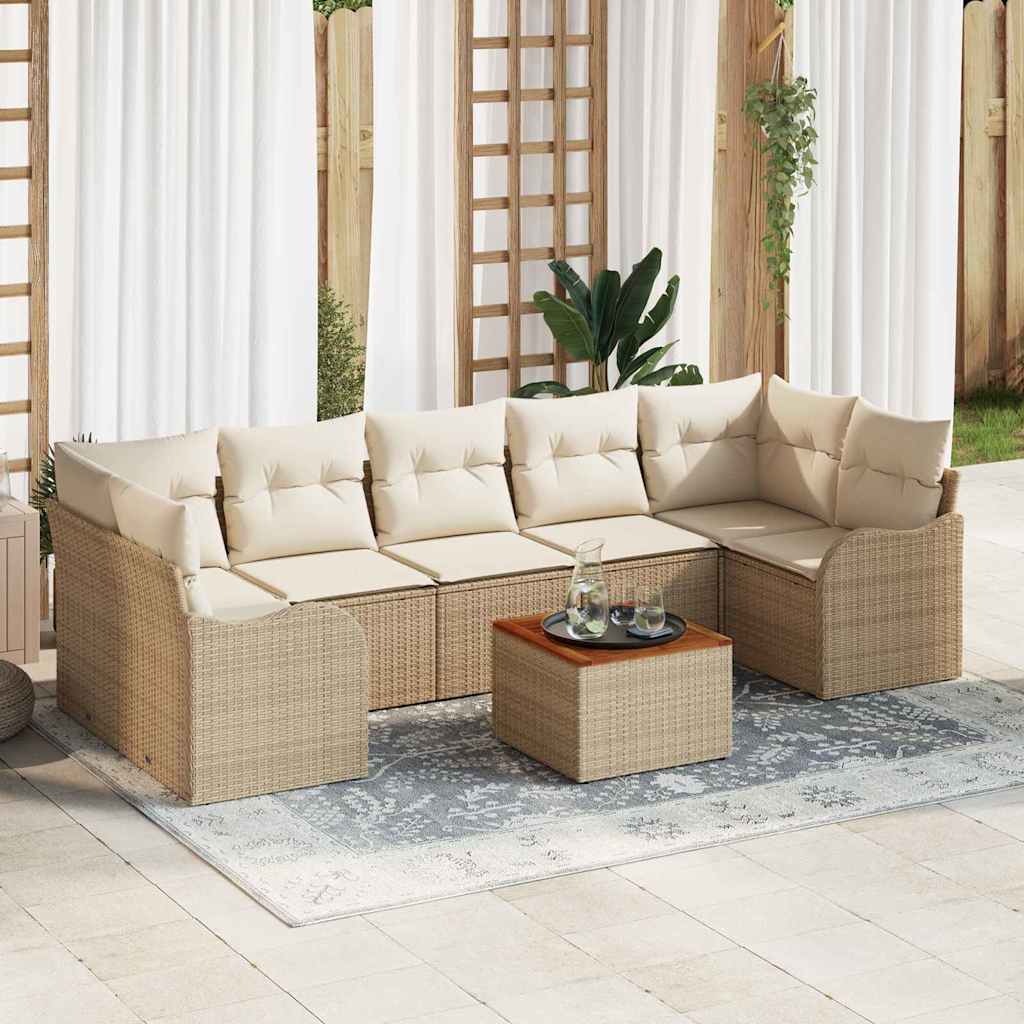 Set Divano da Giardino 8 pcs Beige e Crema polyrattan | homemem39