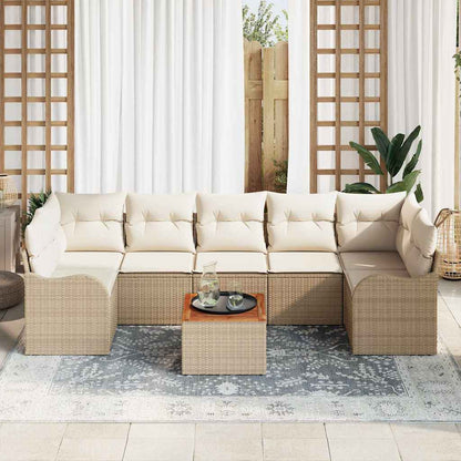 Set Divano da Giardino 8 pcs Beige e Crema polyrattan | homemem39