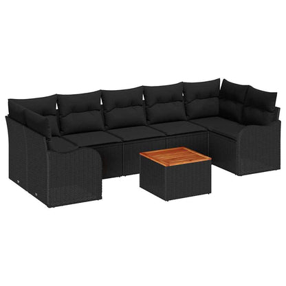 Set Divano da Giardino con archiviazione 8 pcs Nero polyrattan | homemem39