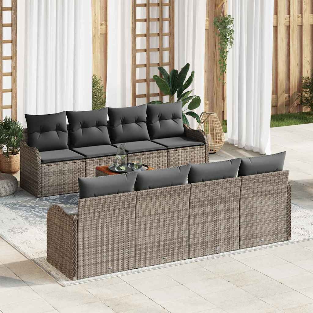 Set Divano da Giardino 9 pcs Grigio polyrattan | homemem39
