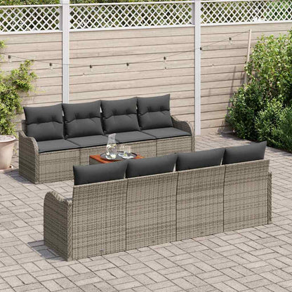 Set Divano da Giardino 9 pcs Grigio polyrattan | homemem39