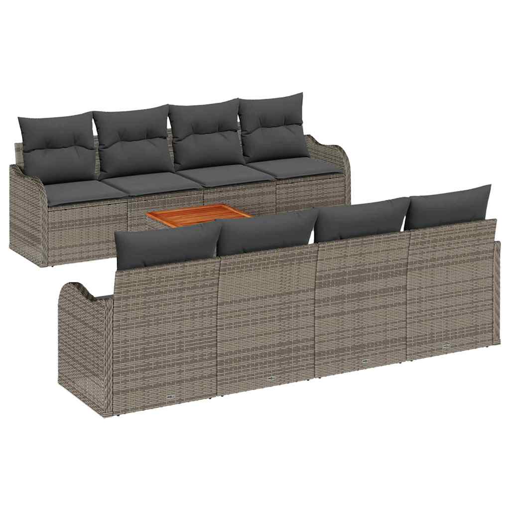 Set Divano da Giardino 9 pcs Grigio polyrattan | homemem39