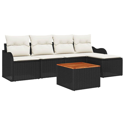 Set Divano da Giardino 6 pcs Nero e Crema polyrattan | homemem39