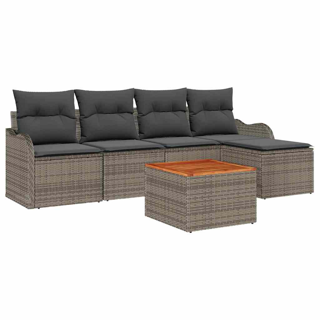 Set Divano da Giardino 6 pcs Grigio polyrattan | homemem39