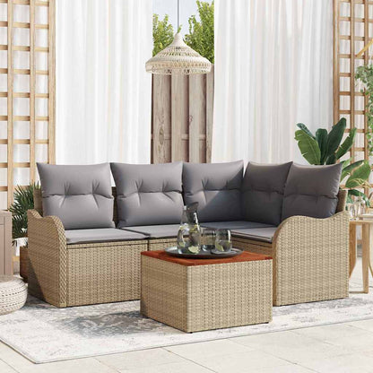 Set Divano da Giardino 5 pcs Beige e Grigio Chiaro polyrattan | homemem39