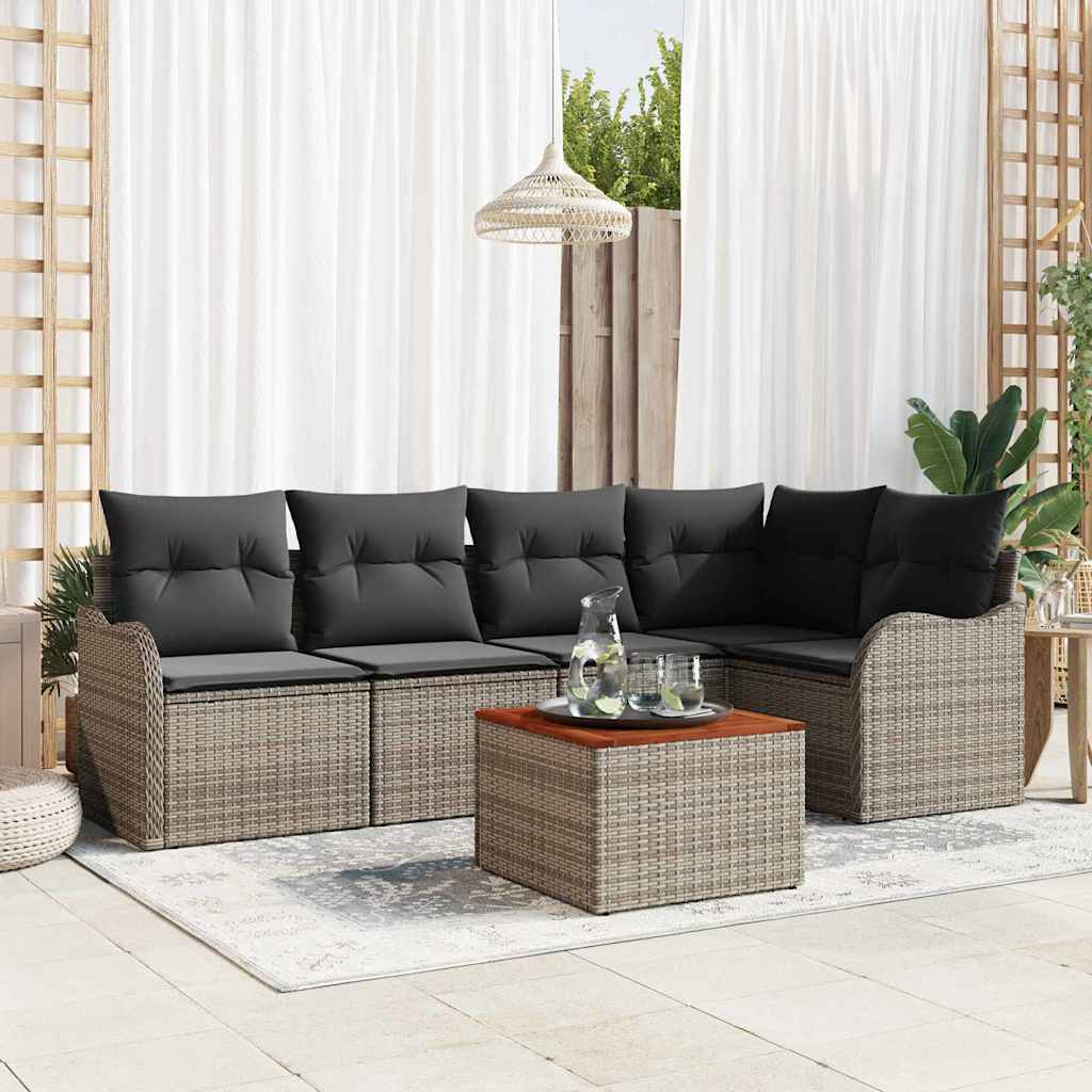 Set Divano da Giardino 6 pcs Grigio polyrattan | homemem39