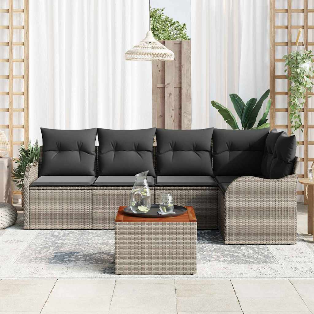 Set Divano da Giardino 6 pcs Grigio polyrattan | homemem39