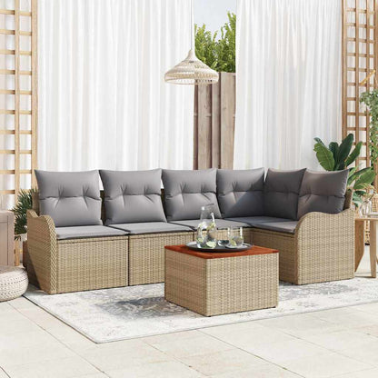 Set Divano da Giardino 6 pcs Beige e Grigio Chiaro polyrattan | homemem39