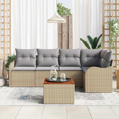 Set Divano da Giardino 6 pcs Beige e Grigio Chiaro polyrattan | homemem39