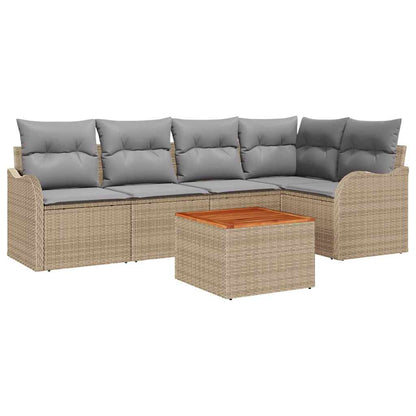 Set Divano da Giardino 6 pcs Beige e Grigio Chiaro polyrattan | homemem39
