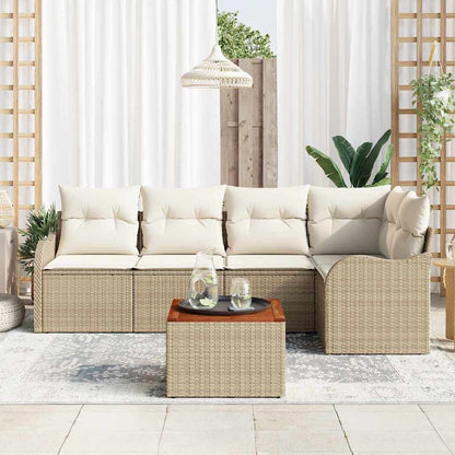 Set Divano da Giardino 6 pcs Beige e Crema polyrattan | homemem39