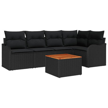 Set Divano da Giardino con archiviazione 6 pcs Nero polyrattan | homemem39