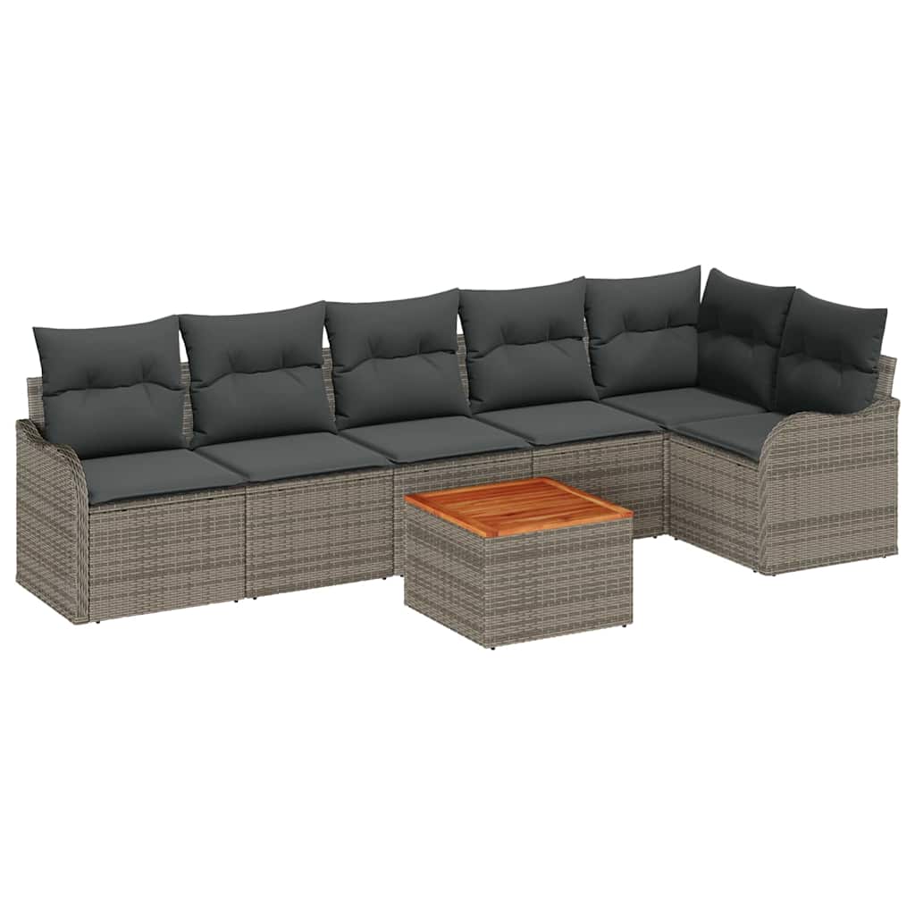Set Divano da Giardino 7 pcs Grigio polyrattan | homemem39