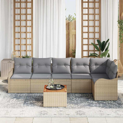 Set Divano da Giardino 7 pcs Beige e Grigio Chiaro polyrattan | homemem39