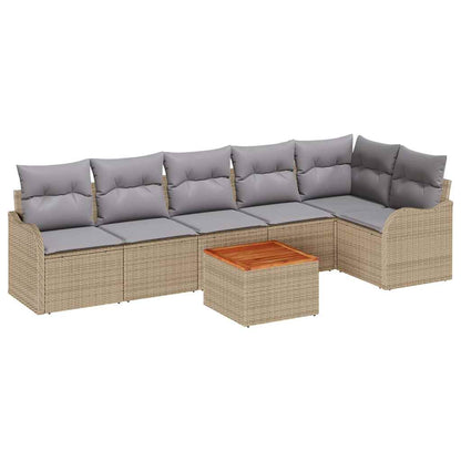 Set Divano da Giardino 7 pcs Beige e Grigio Chiaro polyrattan | homemem39