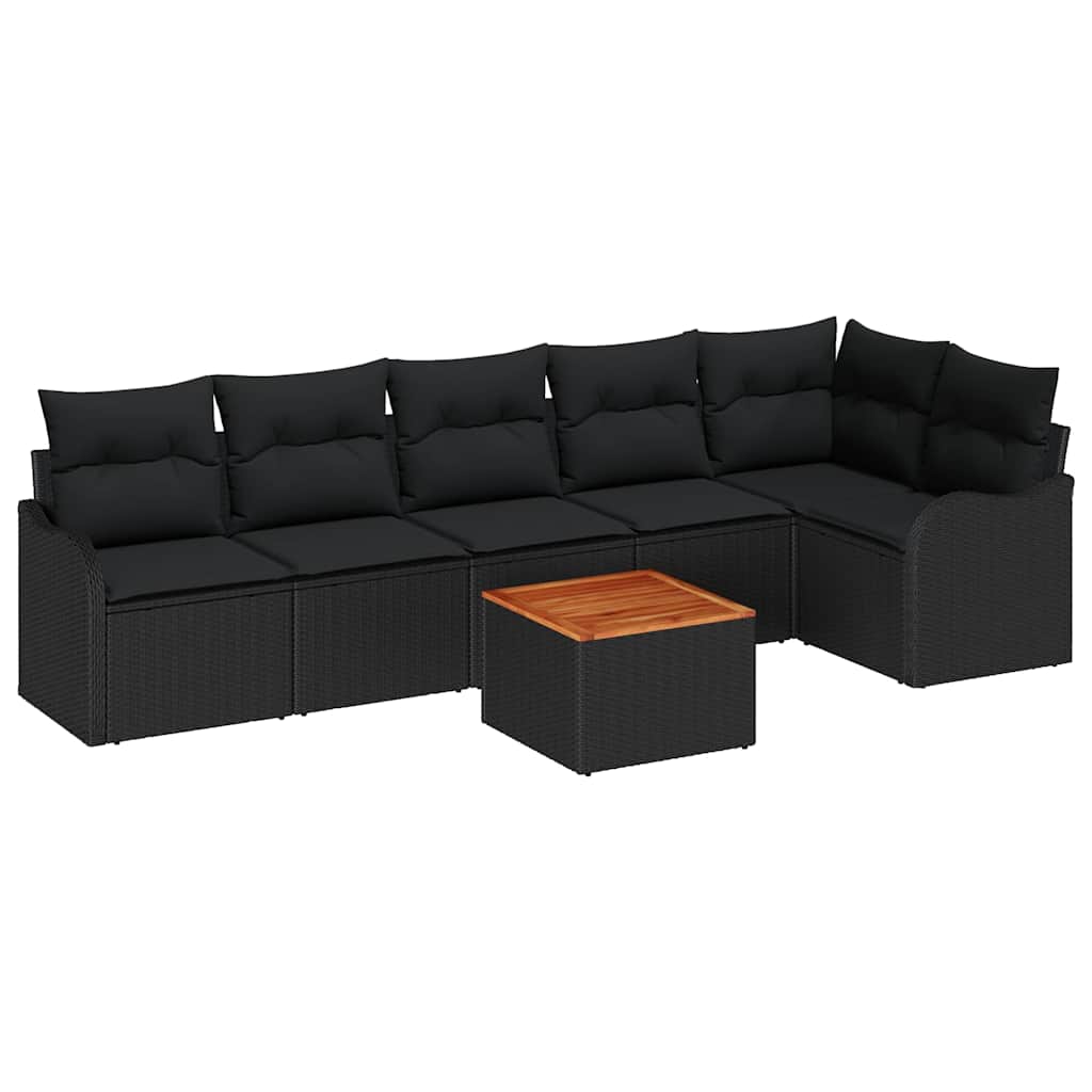 Set Divano da Giardino con archiviazione 7 pcs Nero polyrattan | homemem39