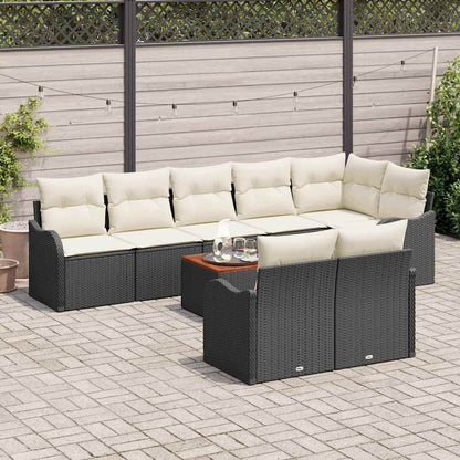 Set Divano da Giardino 9 pcs Nero e Crema polyrattan | homemem39