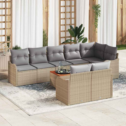 Set Divano da Giardino 9 pcs Beige e Grigio Chiaro polyrattan | homemem39