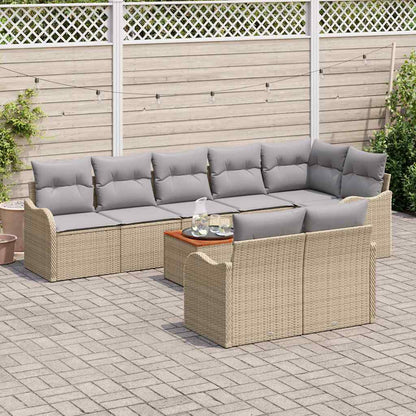 Set Divano da Giardino 9 pcs Beige e Grigio Chiaro polyrattan | homemem39