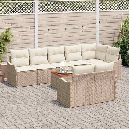 Set Divano da Giardino 9 pcs Beige e Crema polyrattan | homemem39