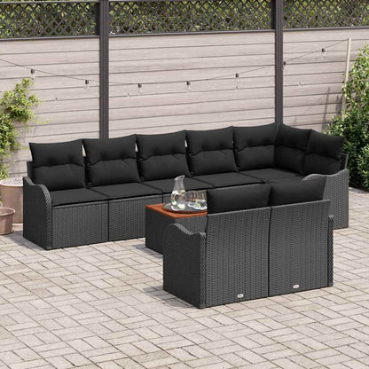 Set Divano da Giardino con archiviazione 9 pcs Nero polyrattan | homemem39
