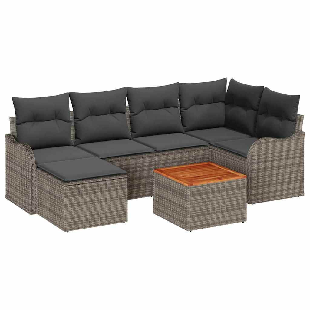 Set Divano da Giardino 7 pcs Grigio polyrattan | homemem39