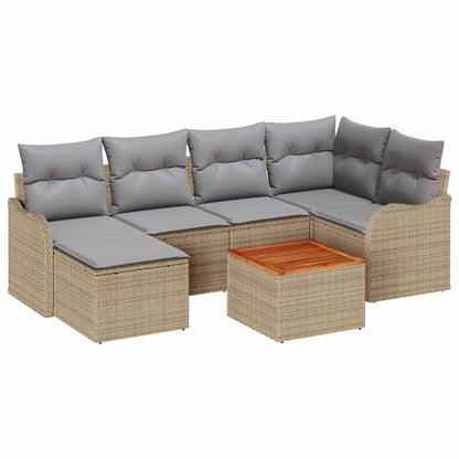 Set Divano da Giardino 7 pcs Beige e Grigio Chiaro polyrattan | homemem39