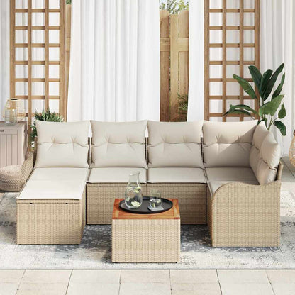 Set Divano da Giardino 7 pcs Beige e Crema polyrattan | homemem39