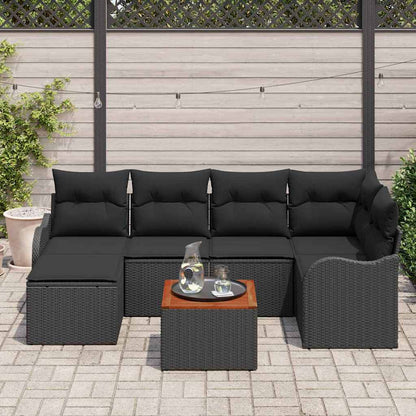 Set Divano da Giardino con archiviazione 7 pcs Nero polyrattan | homemem39