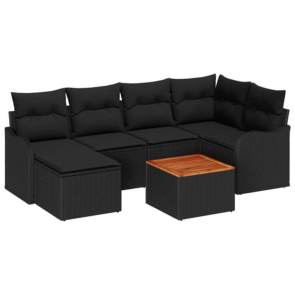 Set Divano da Giardino con archiviazione 7 pcs Nero polyrattan | homemem39