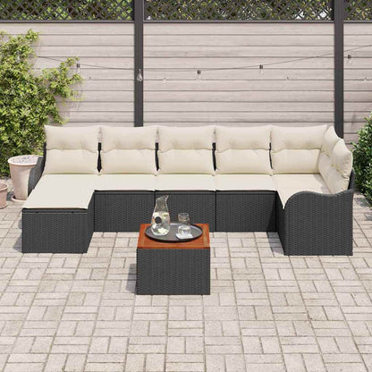 Set Divano da Giardino 8 pcs Nero e Crema polyrattan | homemem39