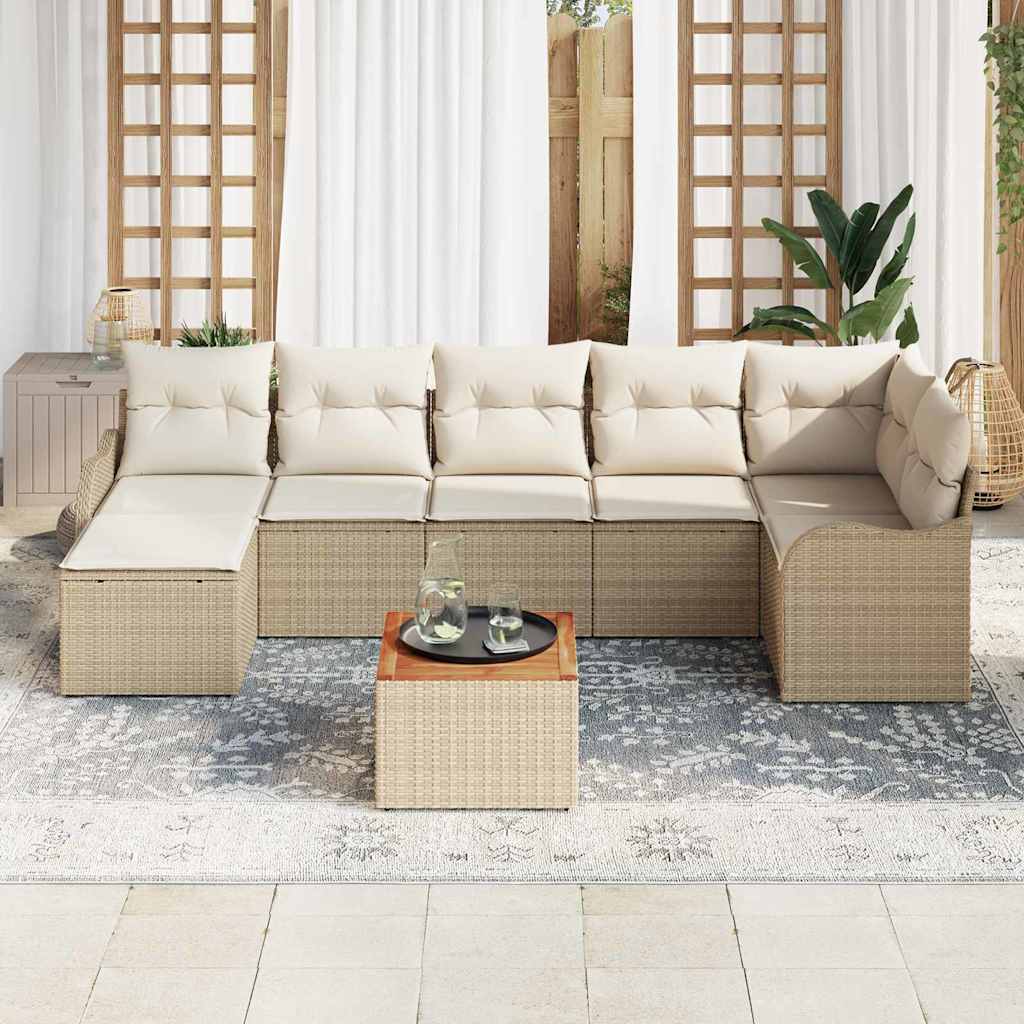 Set Divano da Giardino 8 pcs Beige e Crema polyrattan | homemem39