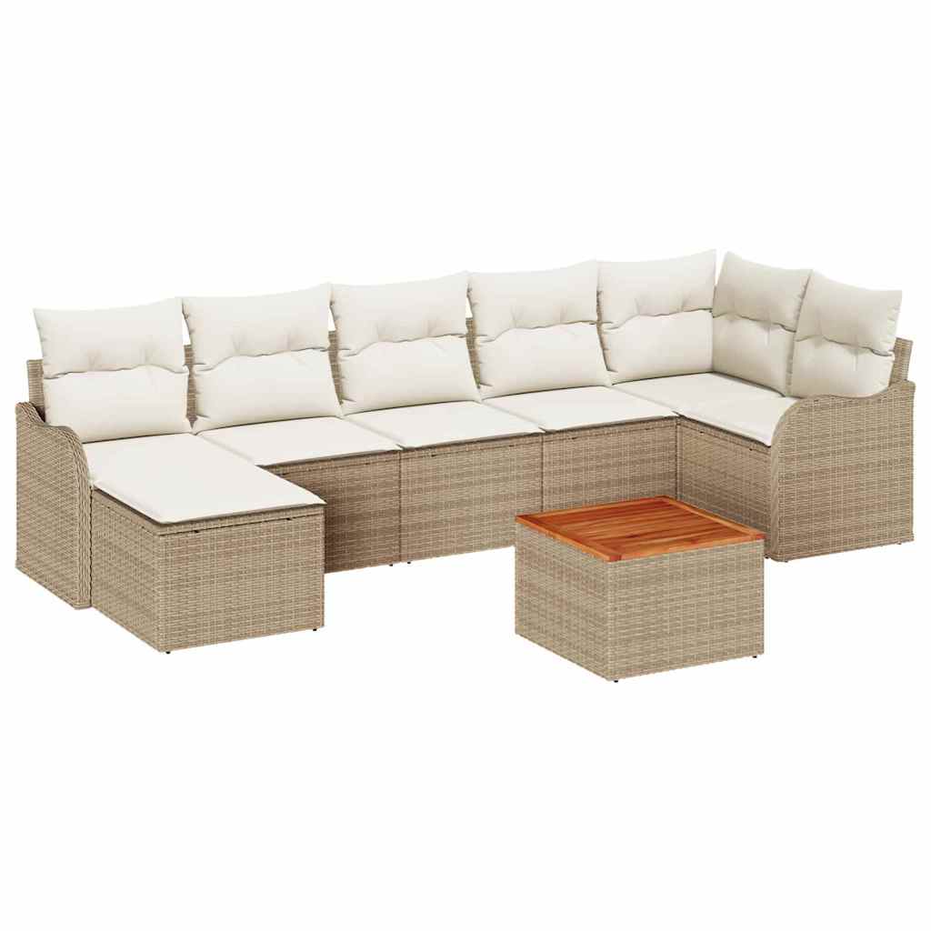 Set Divano da Giardino 8 pcs Beige e Crema polyrattan | homemem39