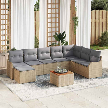Set Divano da Giardino 9 pcs Beige e Grigio Chiaro polyrattan | homemem39