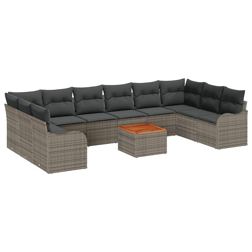 Set Divano da Giardino 10 pcs Grigio polyrattan | homemem39