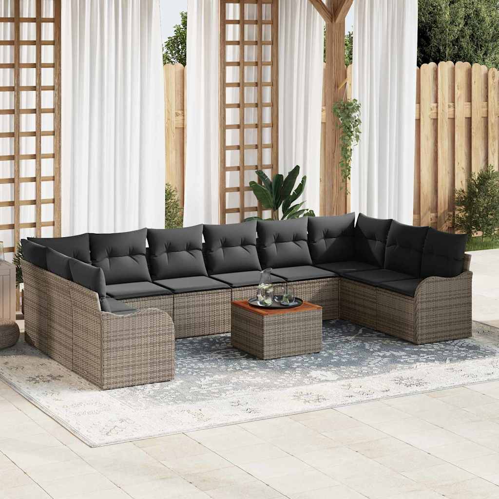 Set Divano da Giardino 11 pcs Grigio polyrattan | homemem39