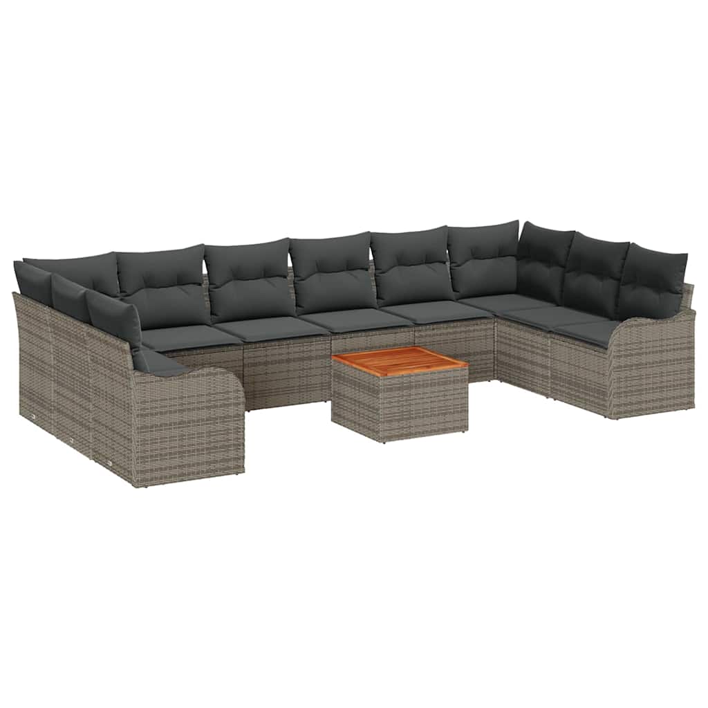 Set Divano da Giardino 11 pcs Grigio polyrattan | homemem39