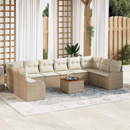 Set Divano da Giardino 11 pcs Beige e Crema polyrattan | homemem39