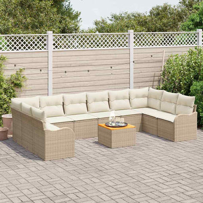 Set Divano da Giardino 11 pcs Beige e Crema polyrattan | homemem39