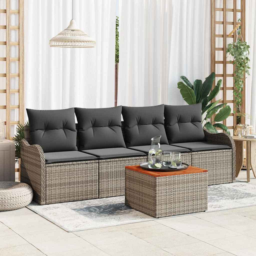 Set Divano da Giardino 5 pcs Grigio polyrattan | homemem39