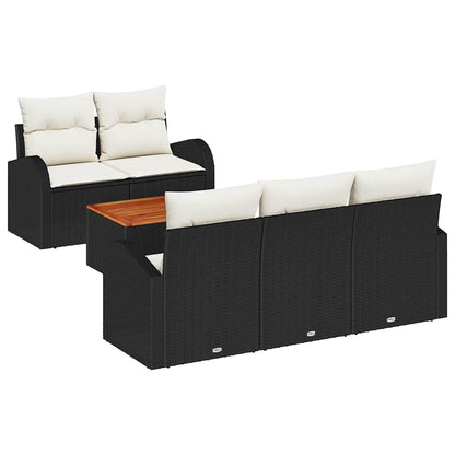 Set Divano da Giardino 6 pcs Nero e Crema polyrattan | homemem39